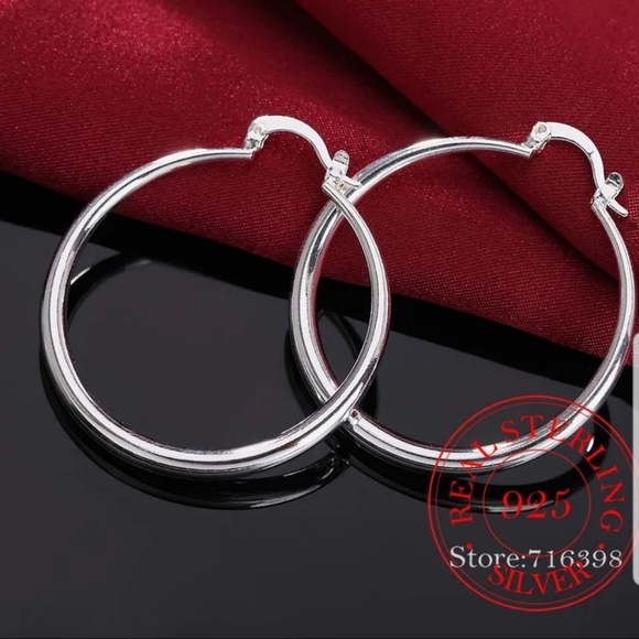 STERLING SILVER HOOP EARRINGS - Picture 2 of 5